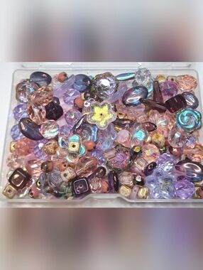 Czech glass beads loose pink/purple jewelry making